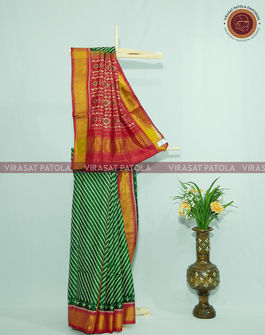 Green Laheriya Patola Saree