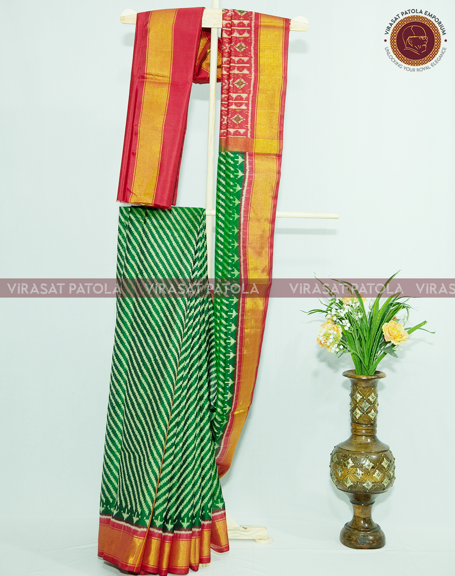 Green Laheriya Patola Saree