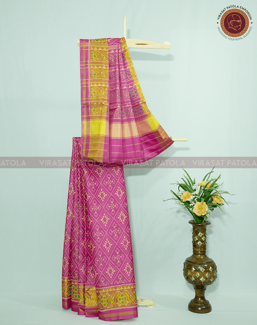 Pink Traditional Patola Design Saree