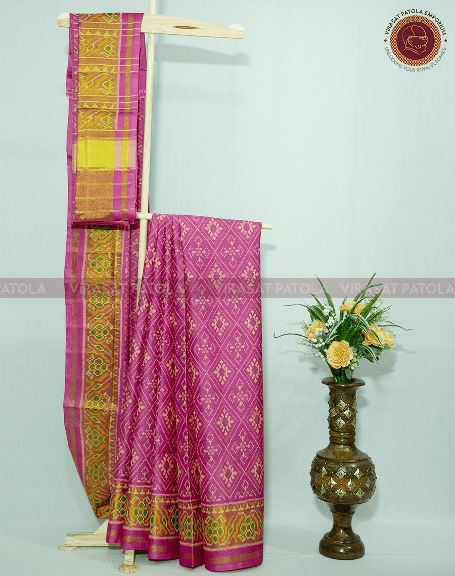 Pink Traditional Patola Design Saree