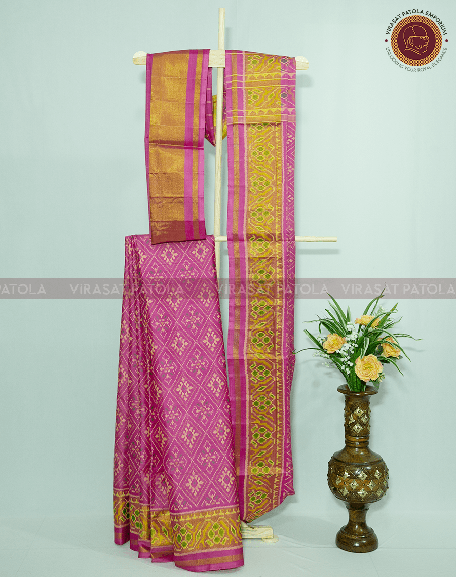 Pink Traditional Patola Design Saree