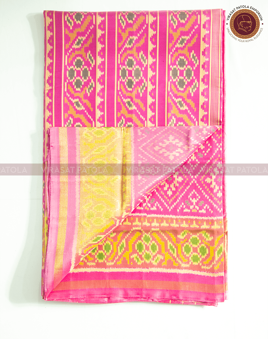 Pink Traditional Patola Design Saree