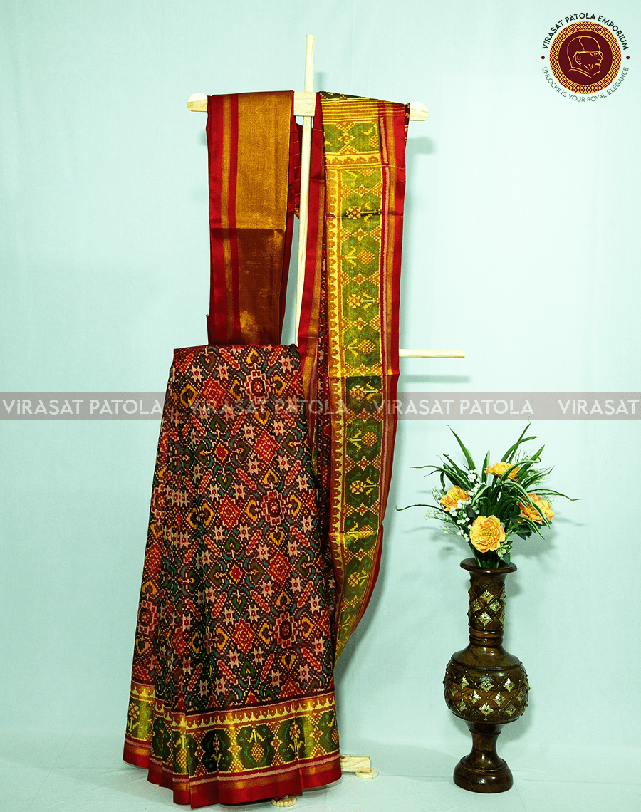 Red Maroon Manekchowk Patola Saree