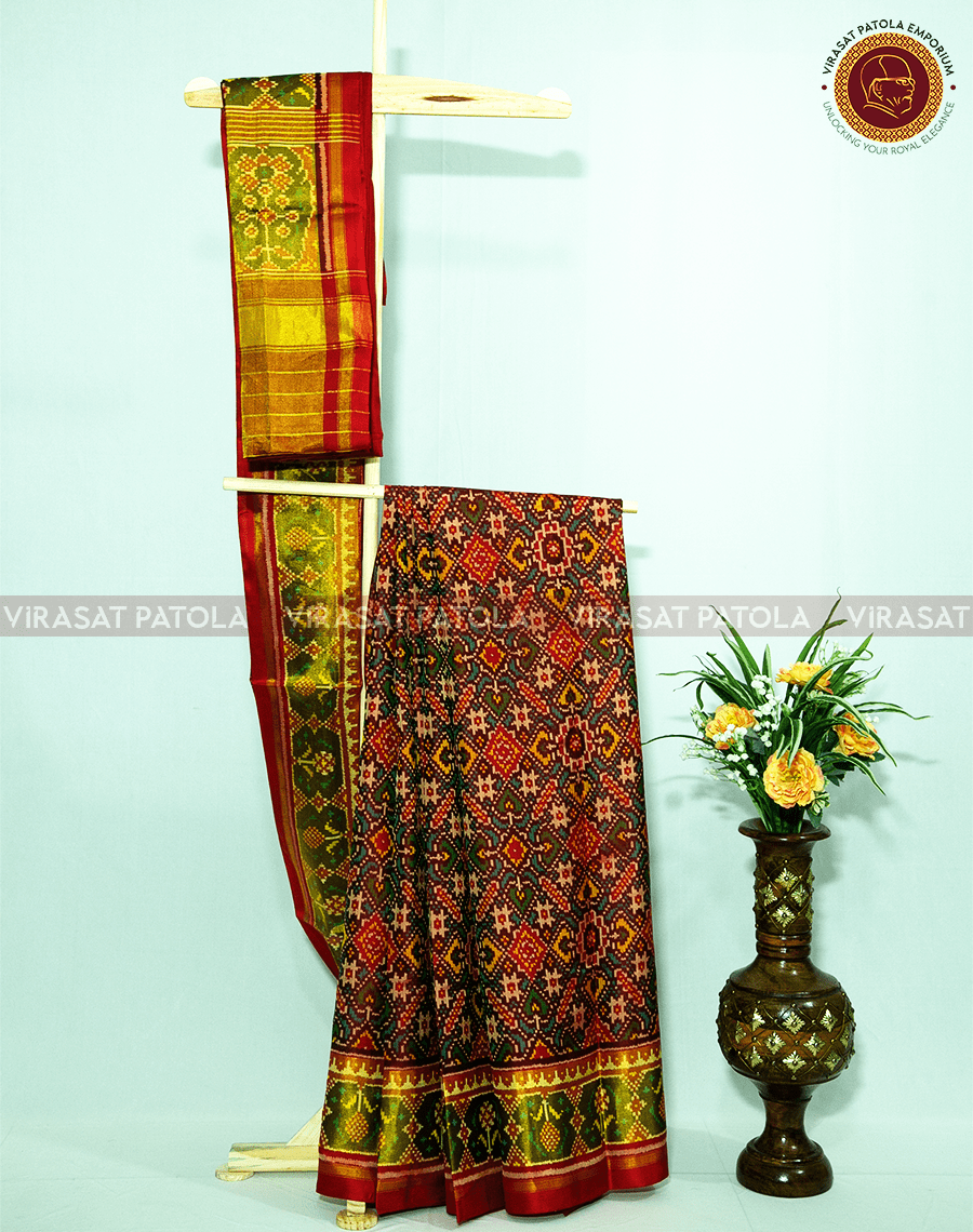 Red Maroon Manekchowk Patola Saree