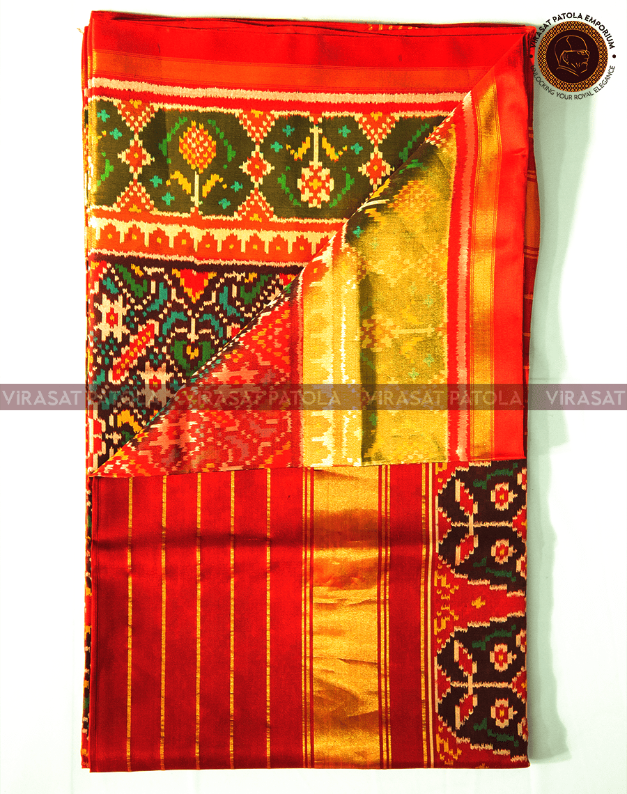 Red Maroon Manekchowk Patola Saree