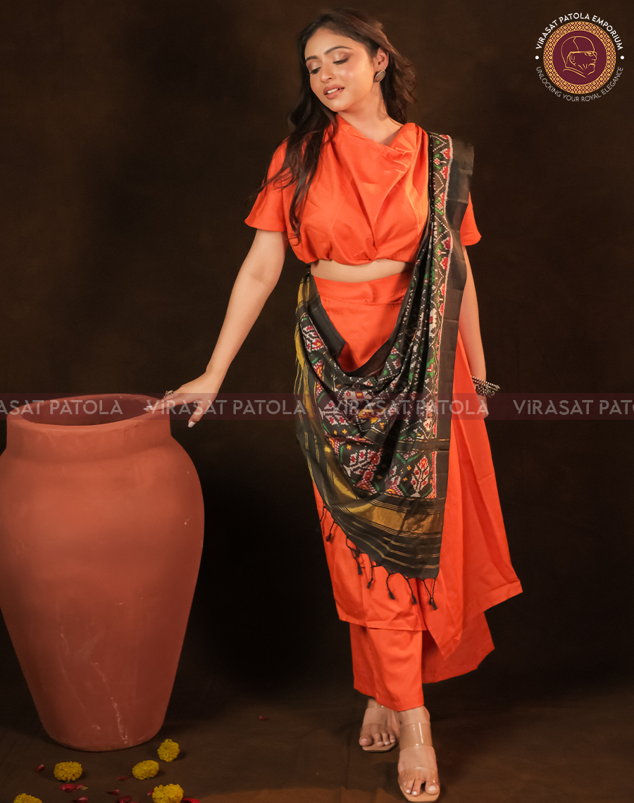 Black Traditional Design Patola Dupatta