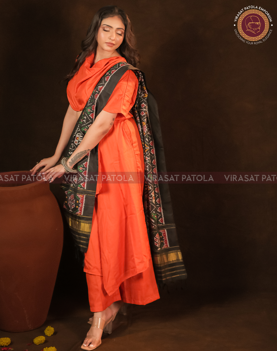 Black Traditional Design Patola Dupatta