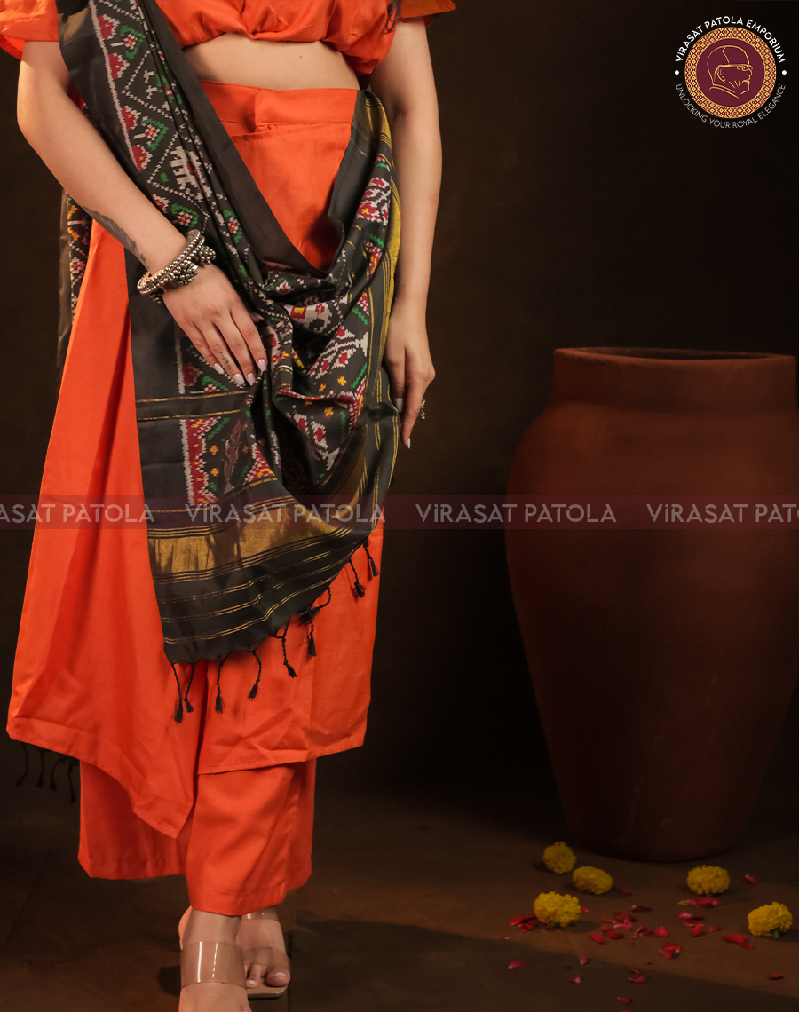 Black Traditional Design Patola Dupatta