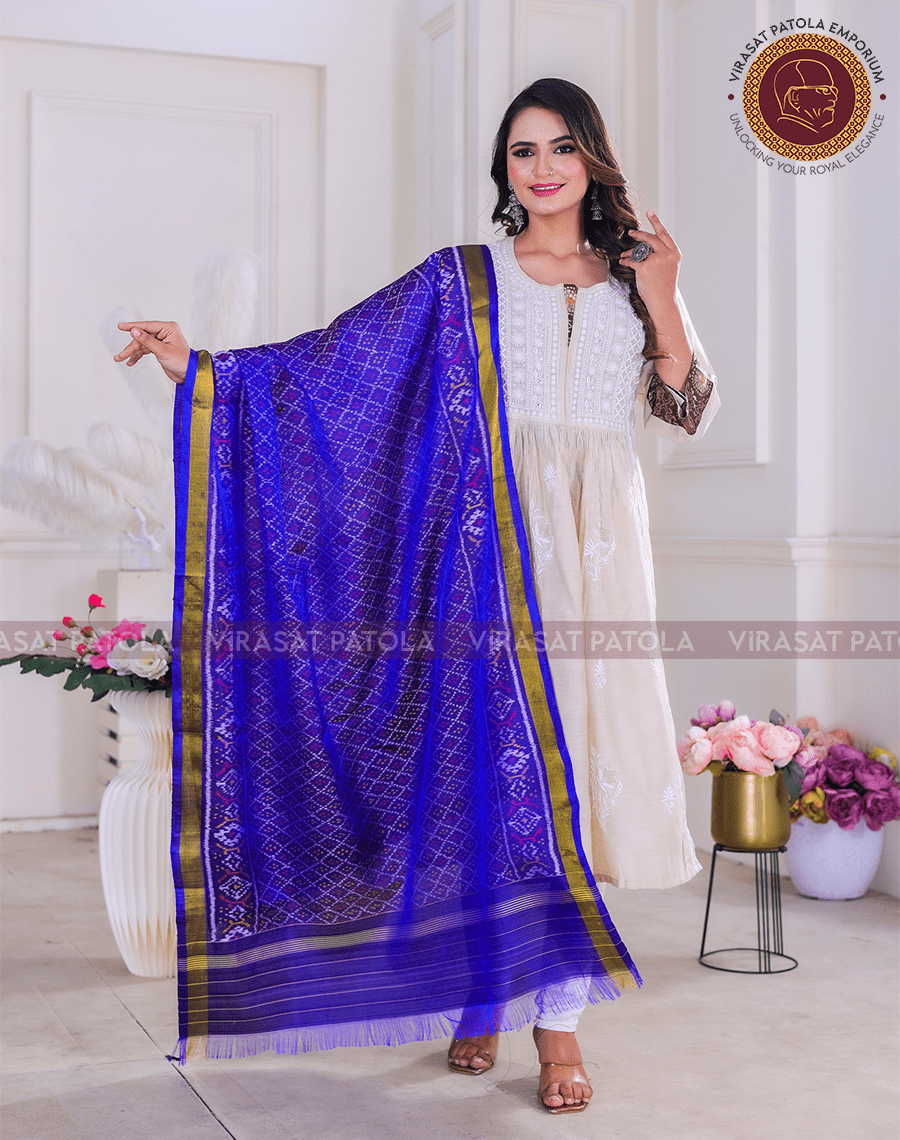 Blue Bandhani Dupatta