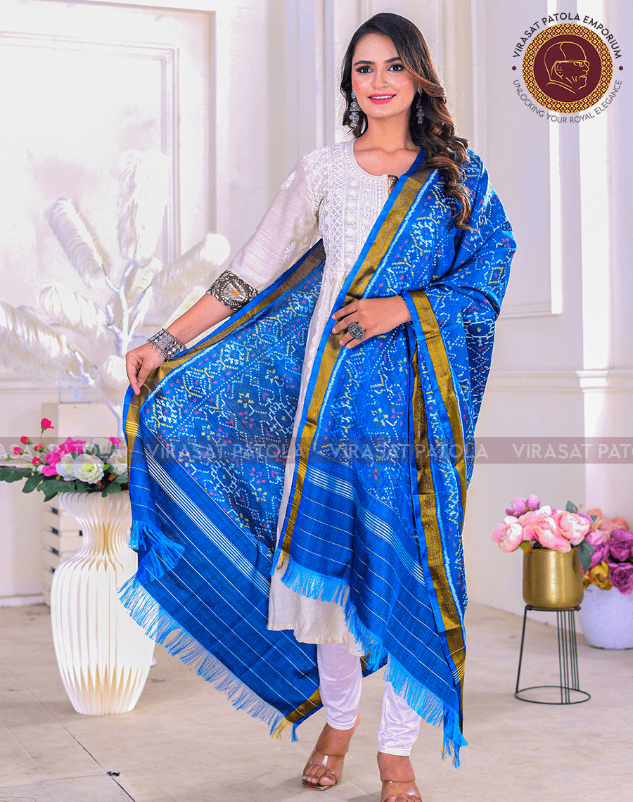 Blue Traditional Dupatta