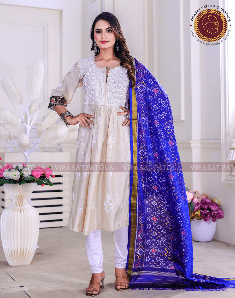 Blue Traditional design Dupatta