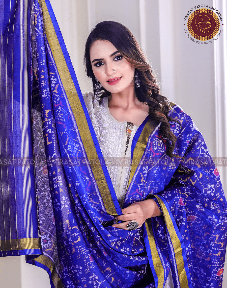 Blue Traditional design Dupatta