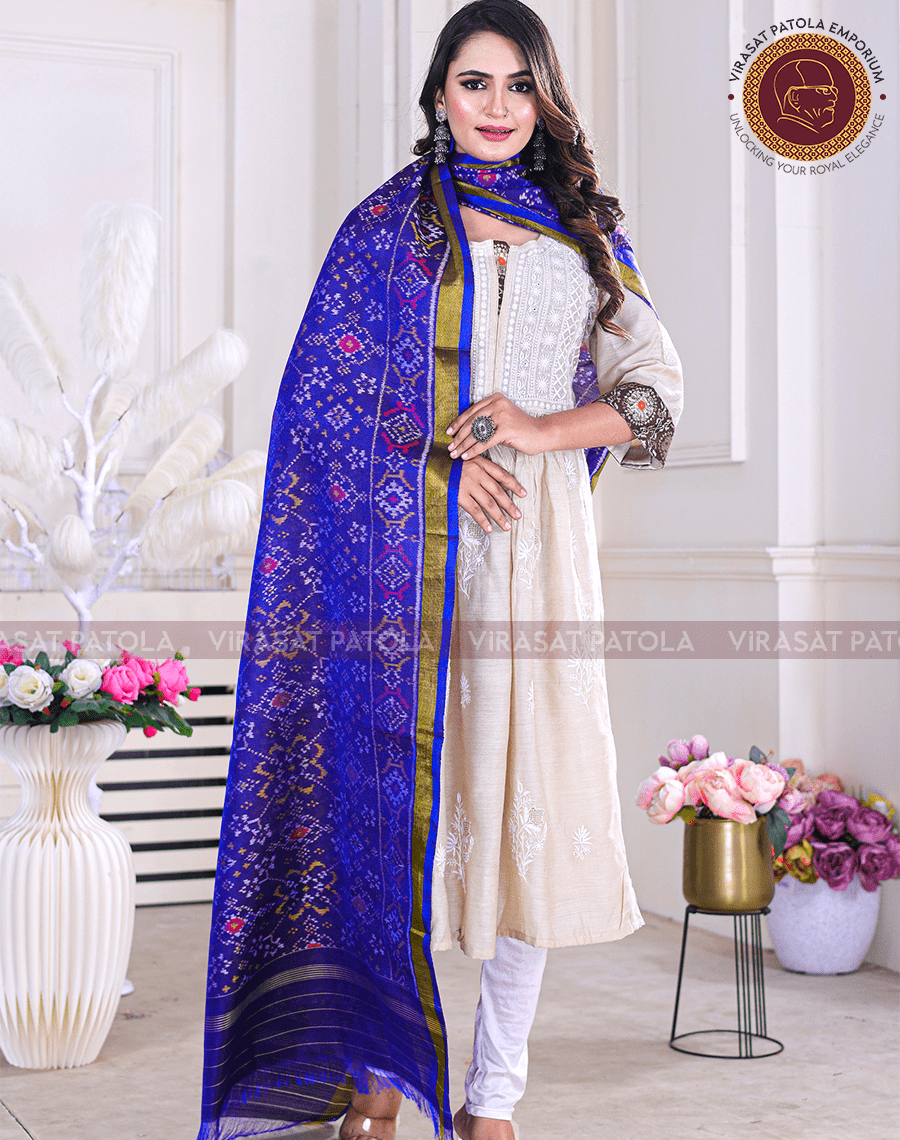 Blue Traditional design Dupatta