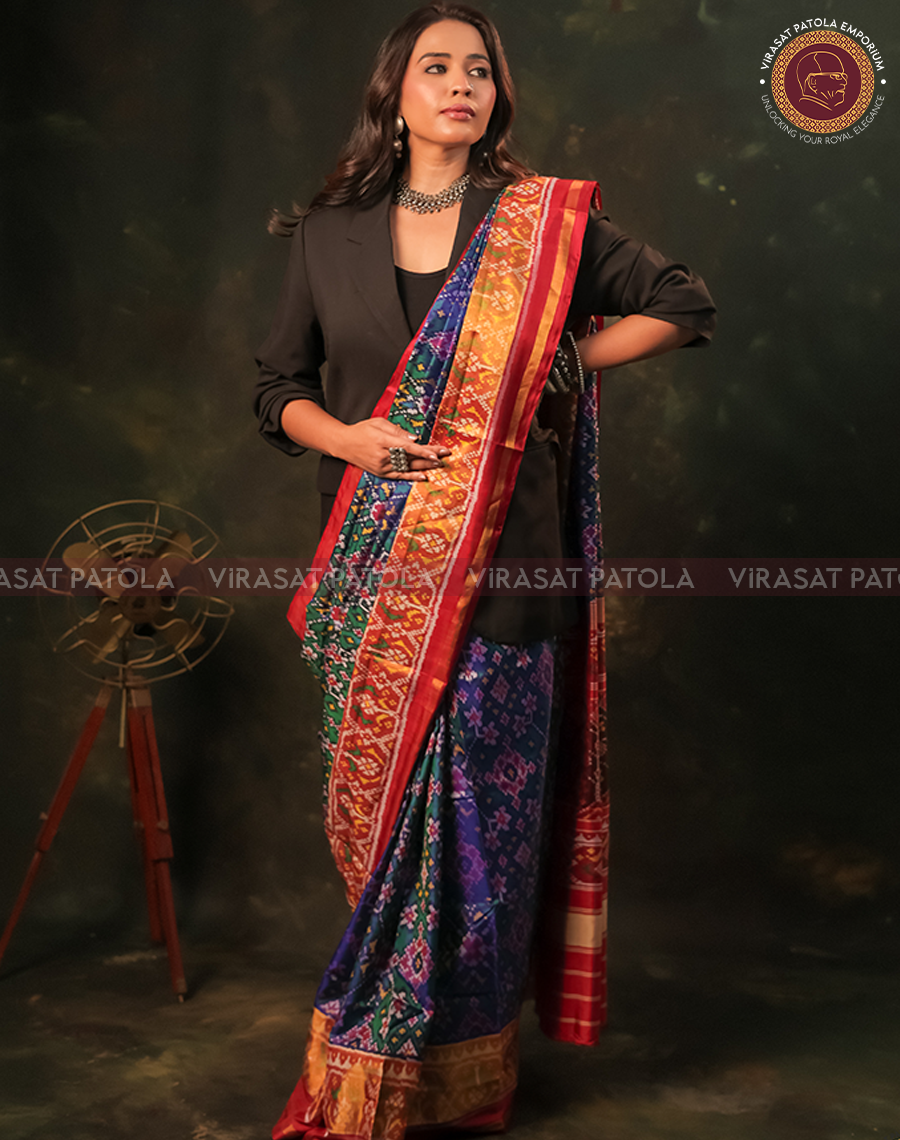 Blue Traditional Desige Patola Saree