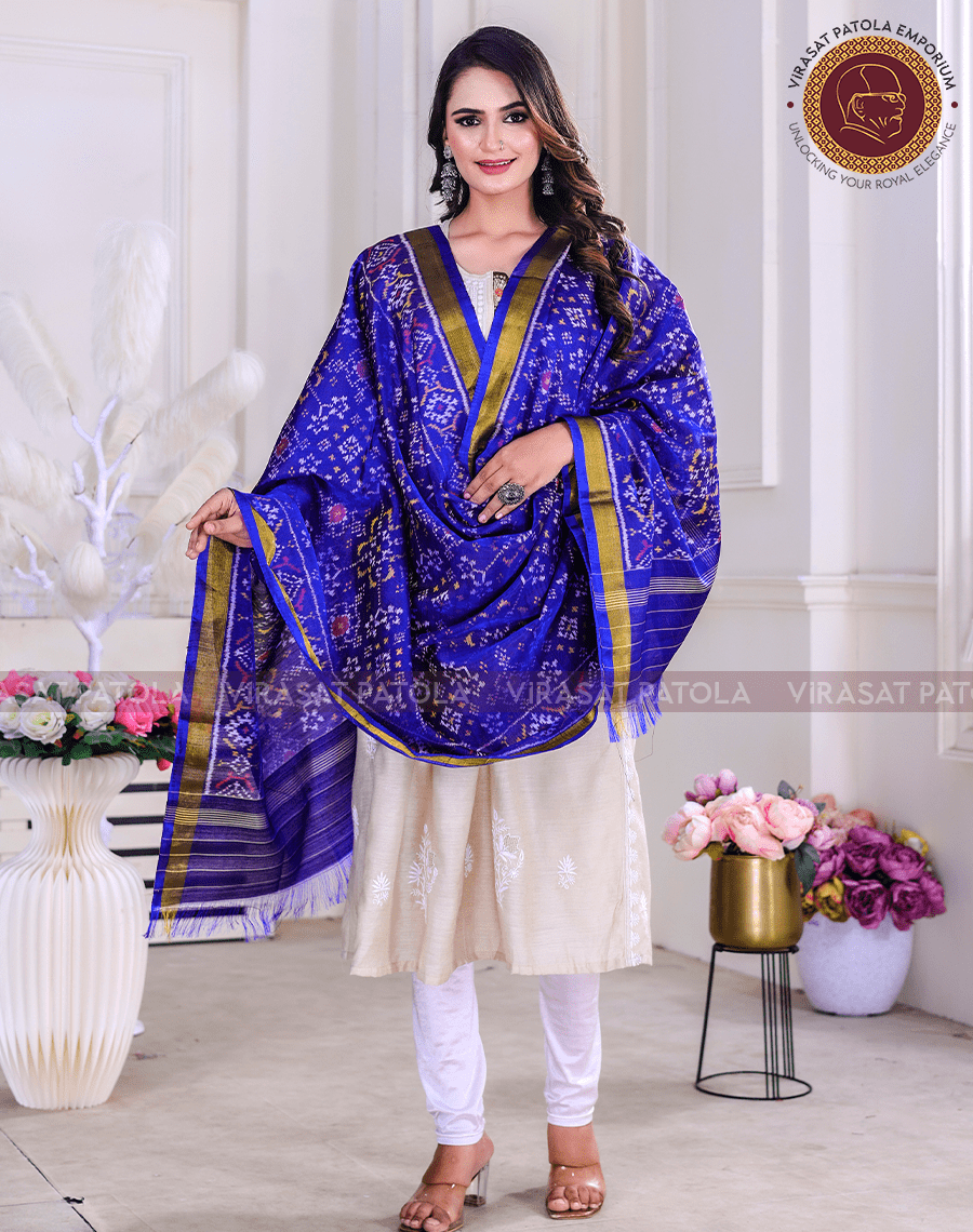 Blue Traditional Design Dupatta