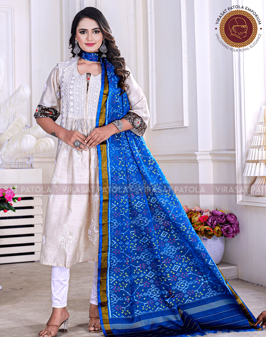 Blue Traditional Design Dupatta