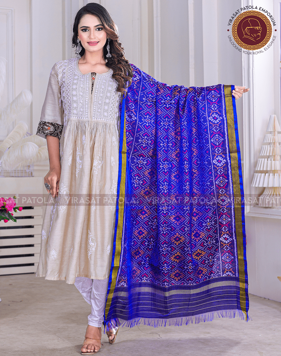 Blue Traditional Design Dupatta