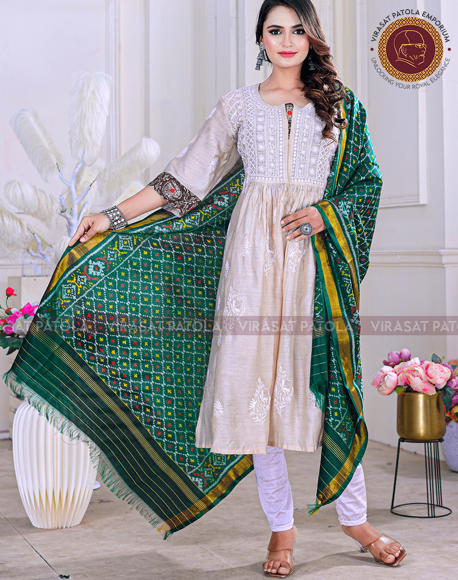 Green Bandhni Design Dupatta