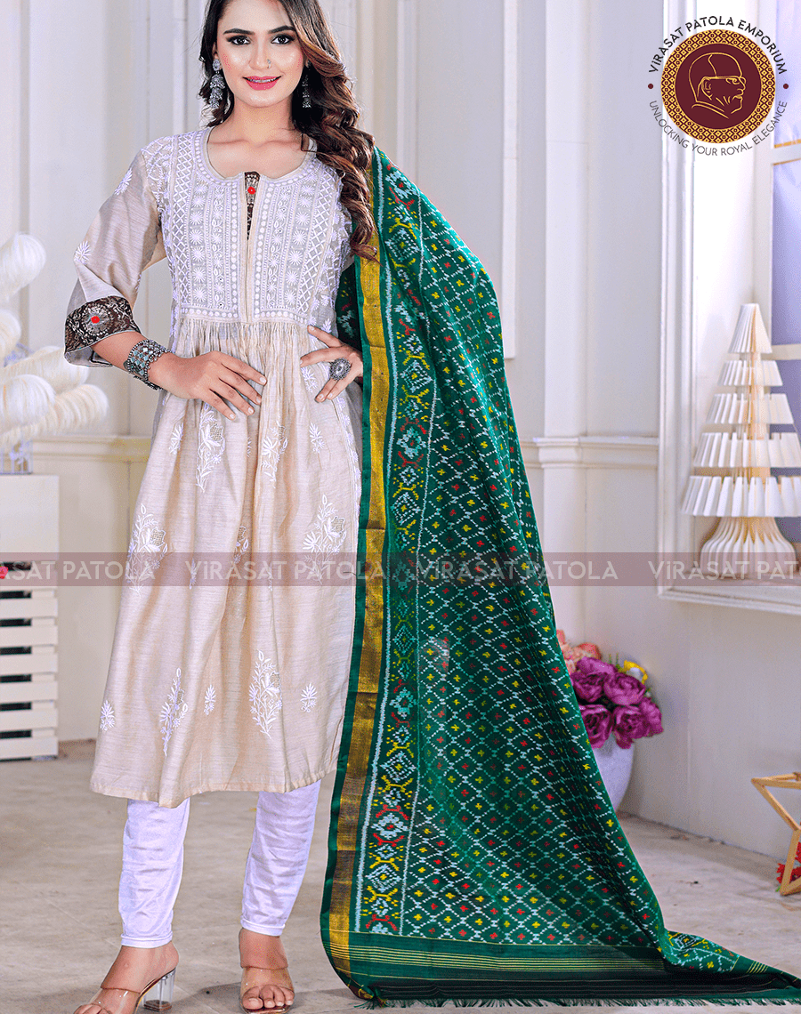 Green Bandhni Design Dupatta