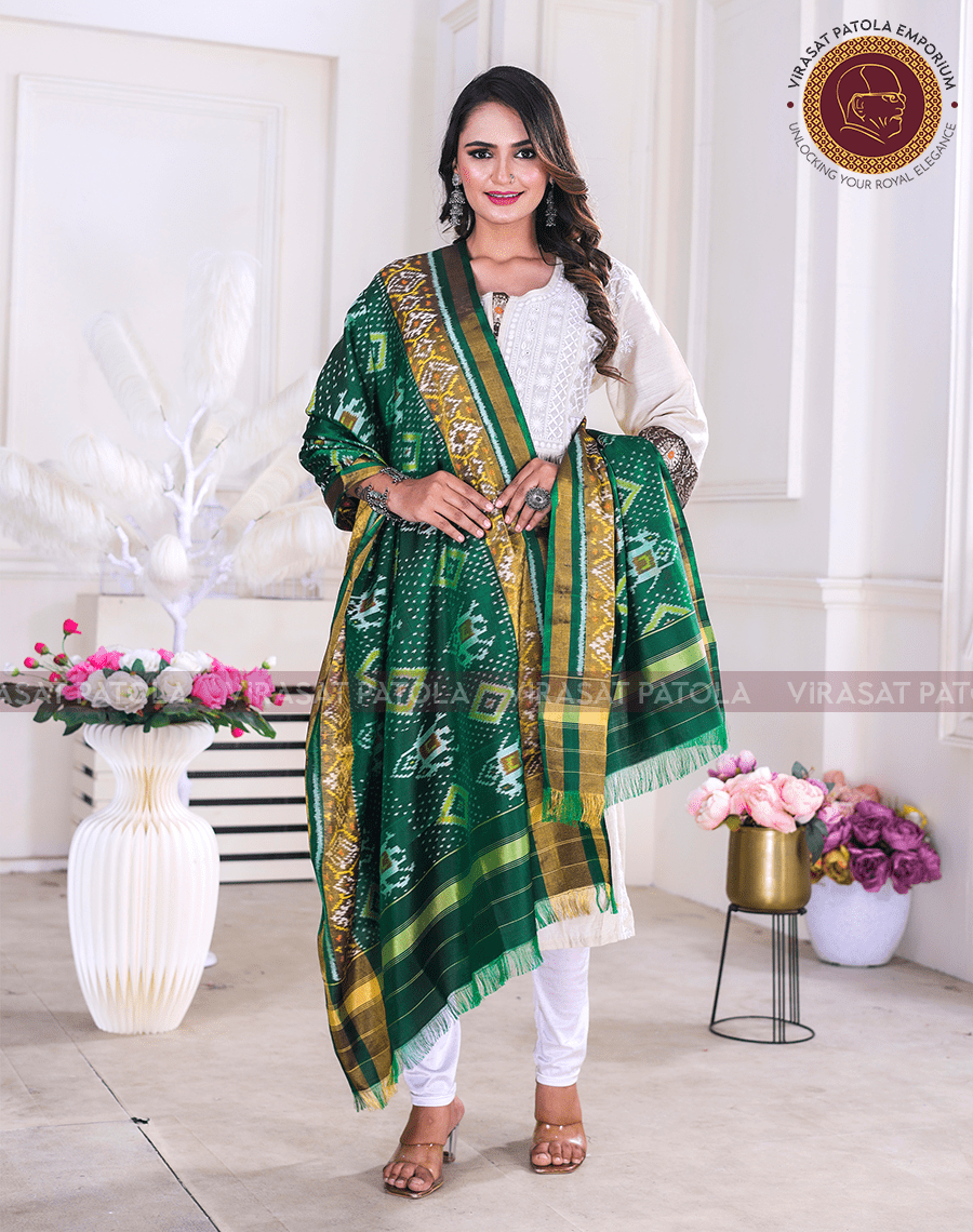 Green Traditional design Dupatta