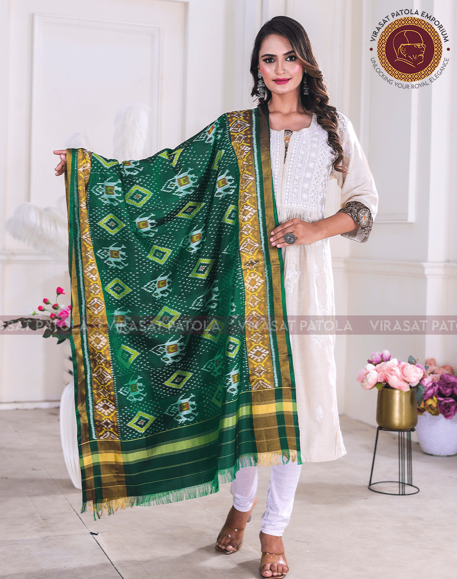 Green Traditional design Dupatta