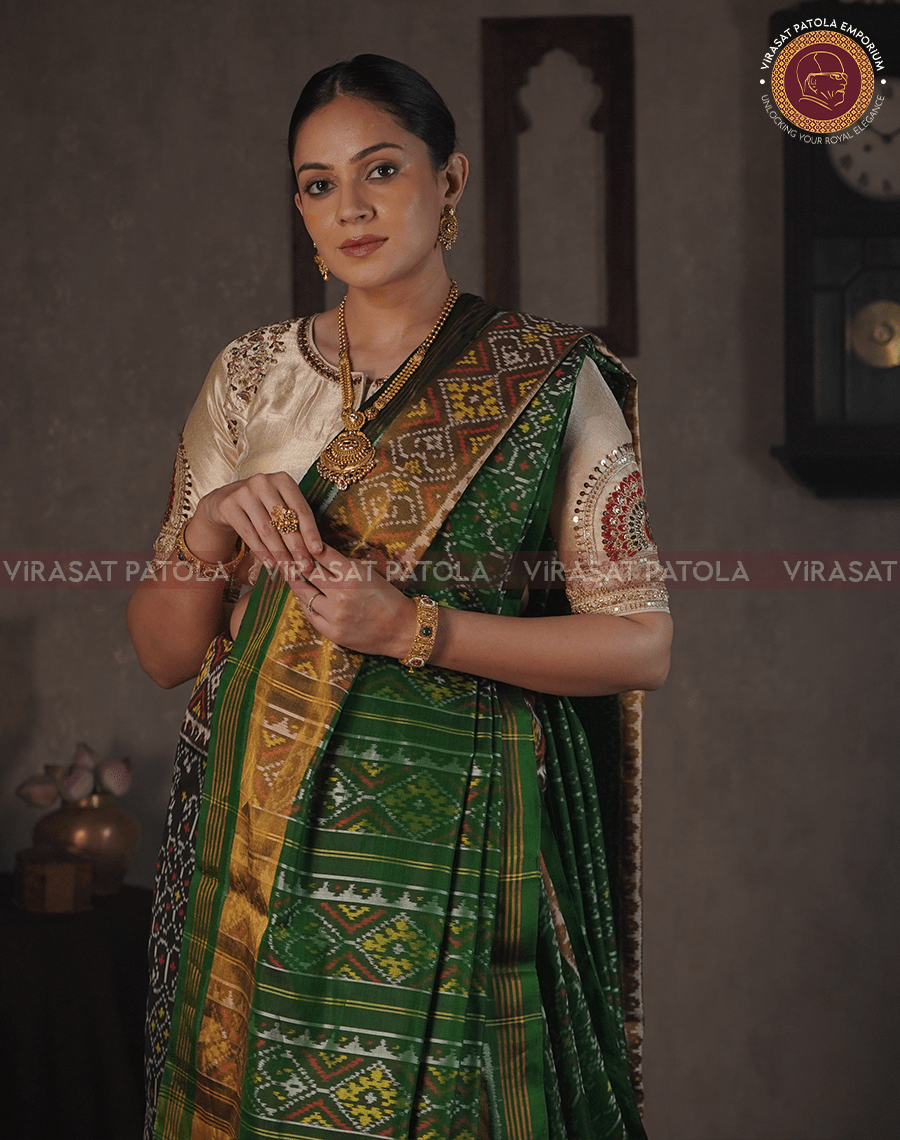 Green Navratna Patola Saree