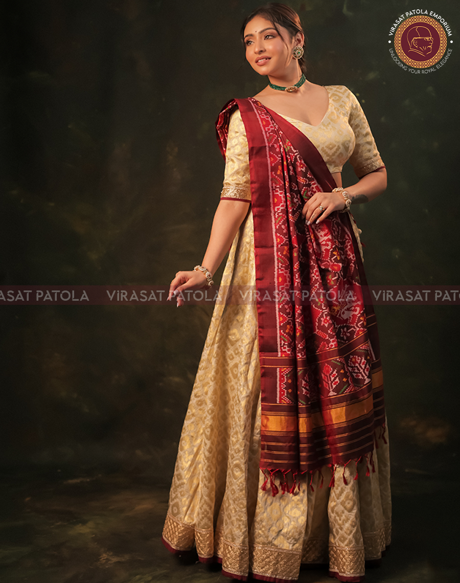 Maroon Traditional Patola Dupatta