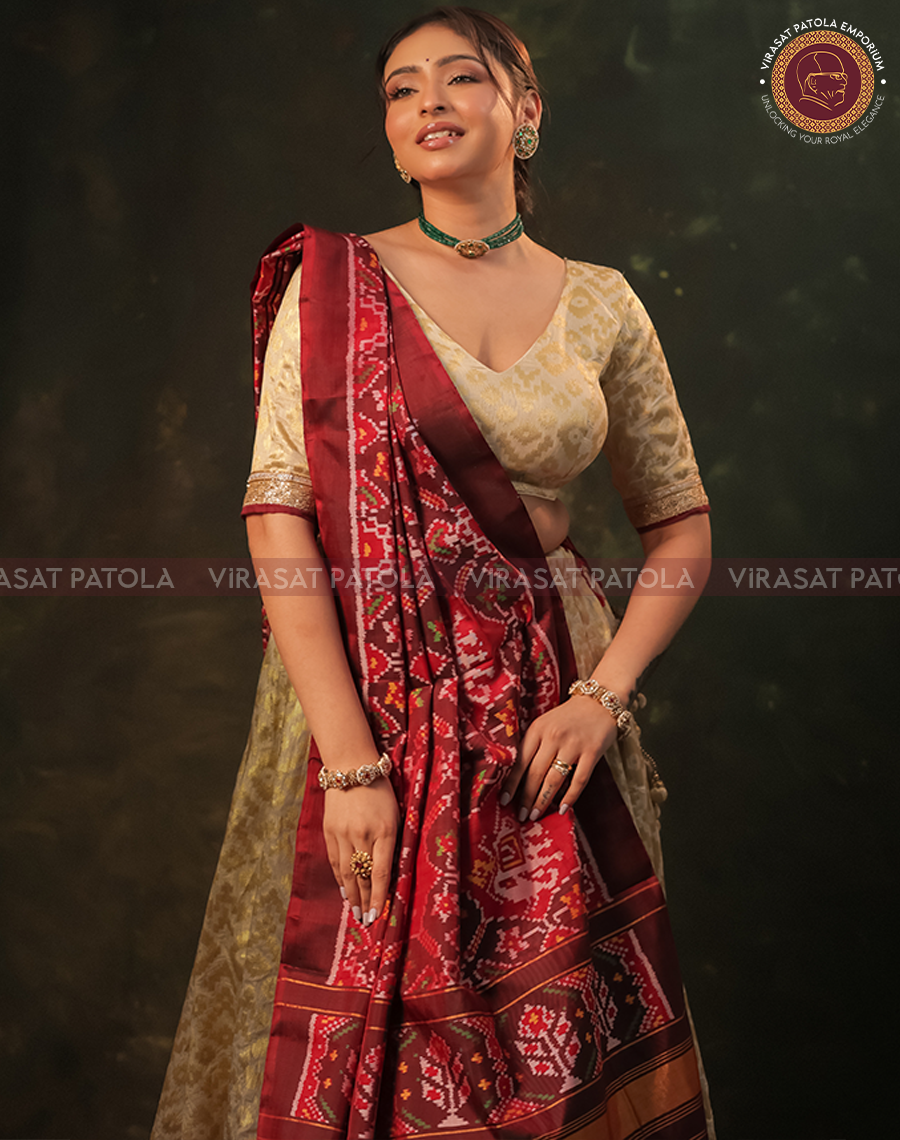 Maroon Traditional Patola Dupatta