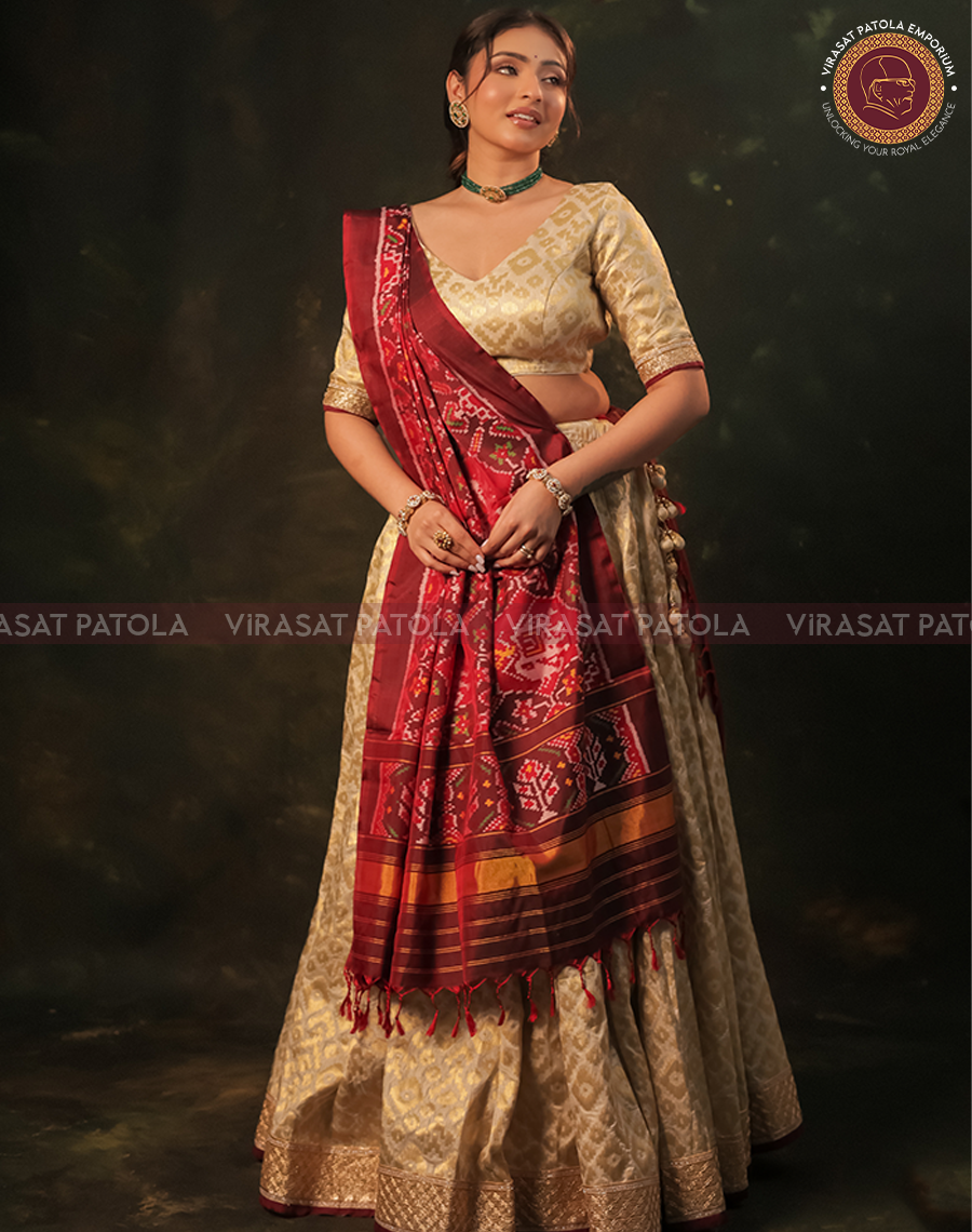 Maroon Traditional Patola Dupatta