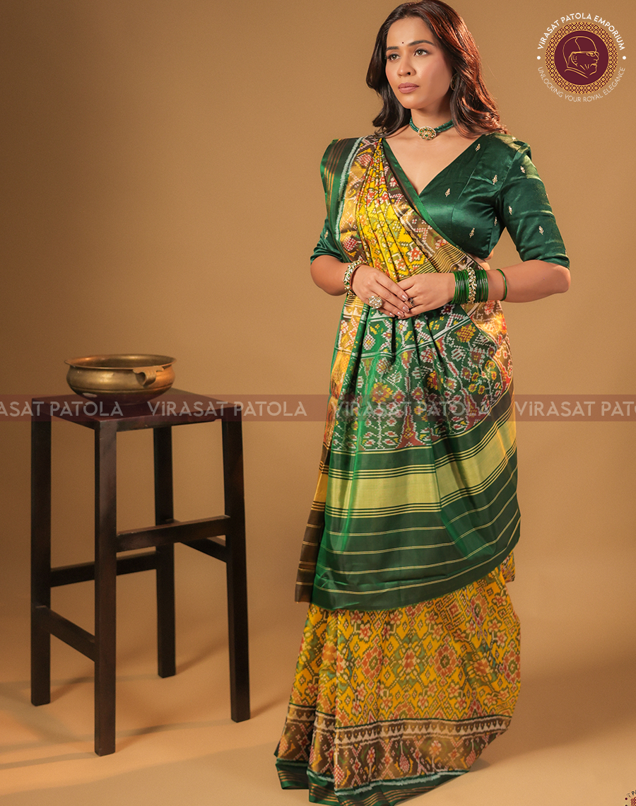 Olive Green Traditional Patola Saree