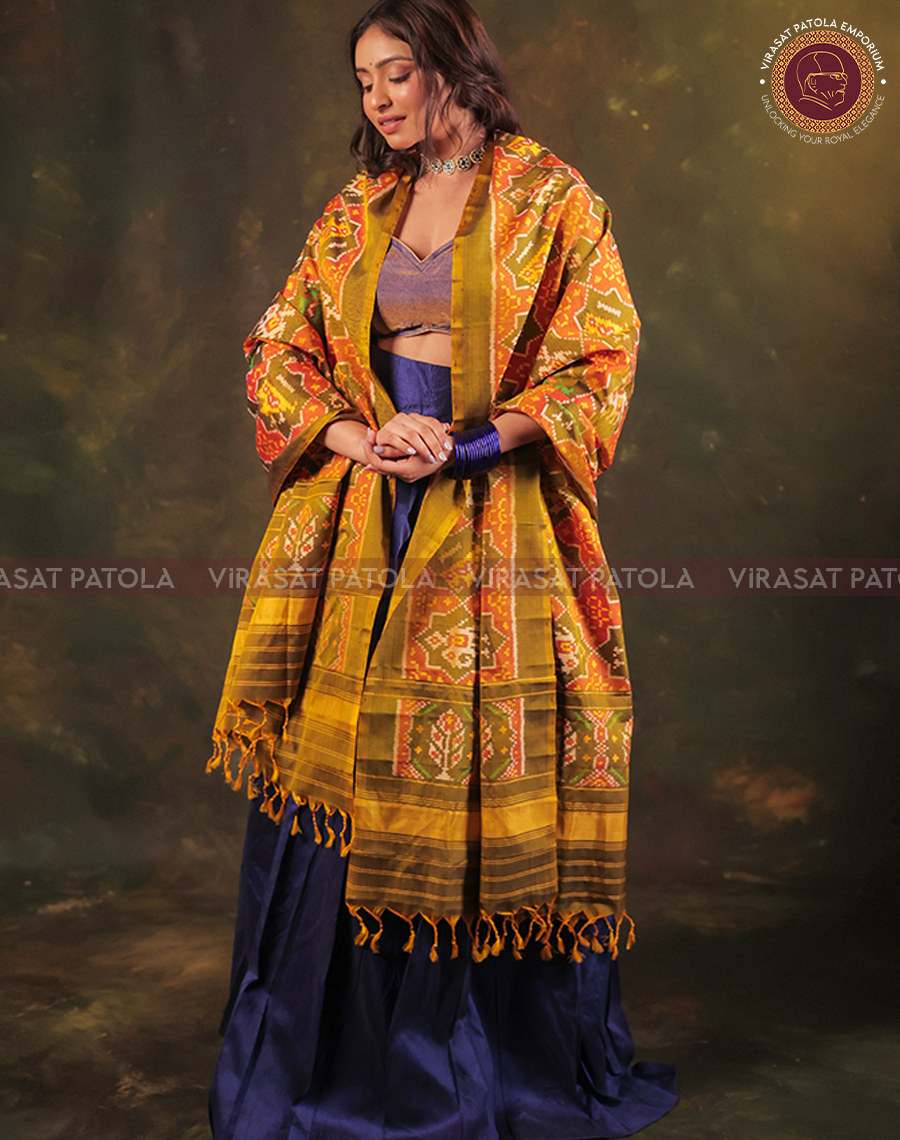 Olive Traditional Design Patola Dupatta