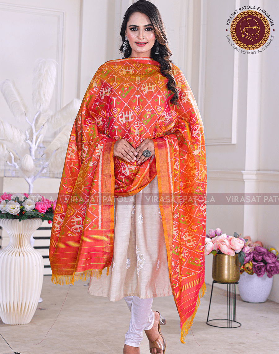 Pastel Orange Narikunjar Dupatta