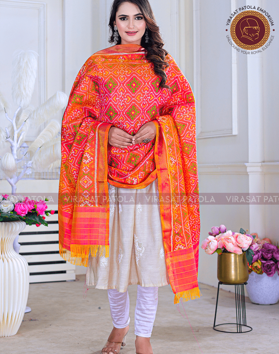 Pastel Orange Panchanda Dupatta