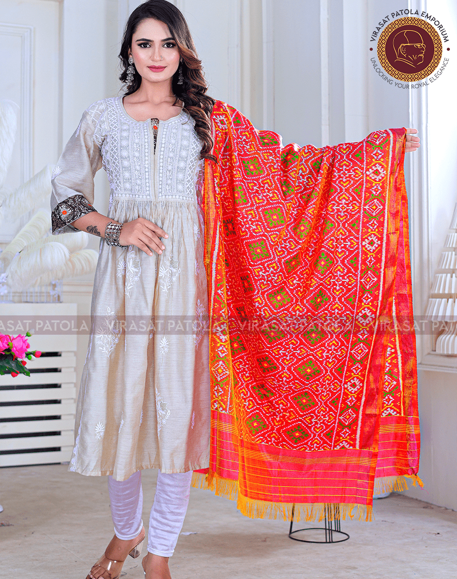 Pastel Orange Panchanda Dupatta