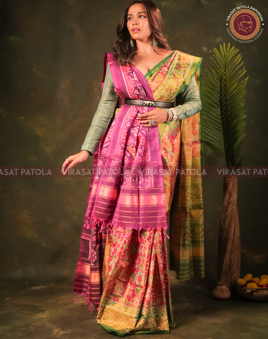 Pink Traditional Design Patola Saree