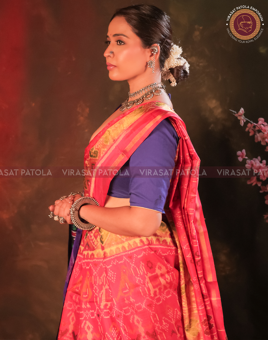 Pink Traditional Design Patola Saree