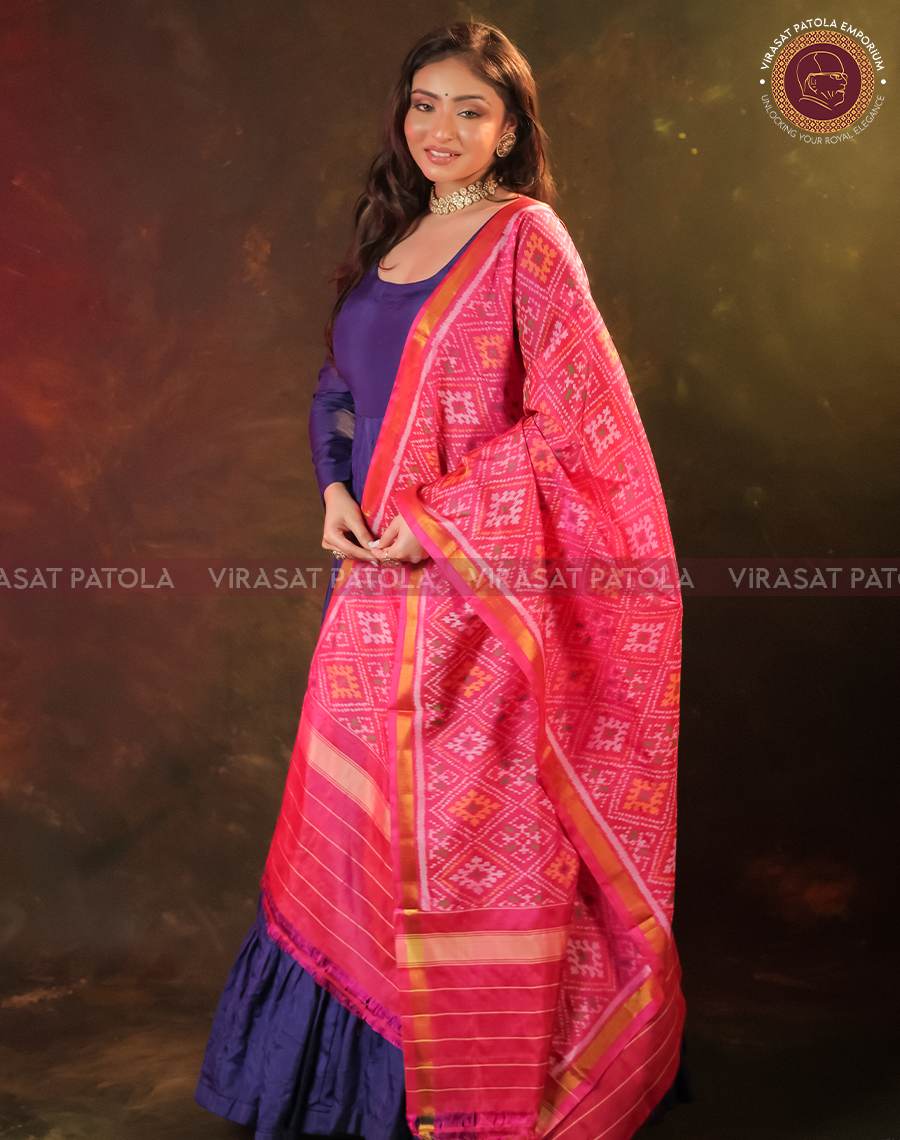 Pink Tradition Design Patola Dupatta