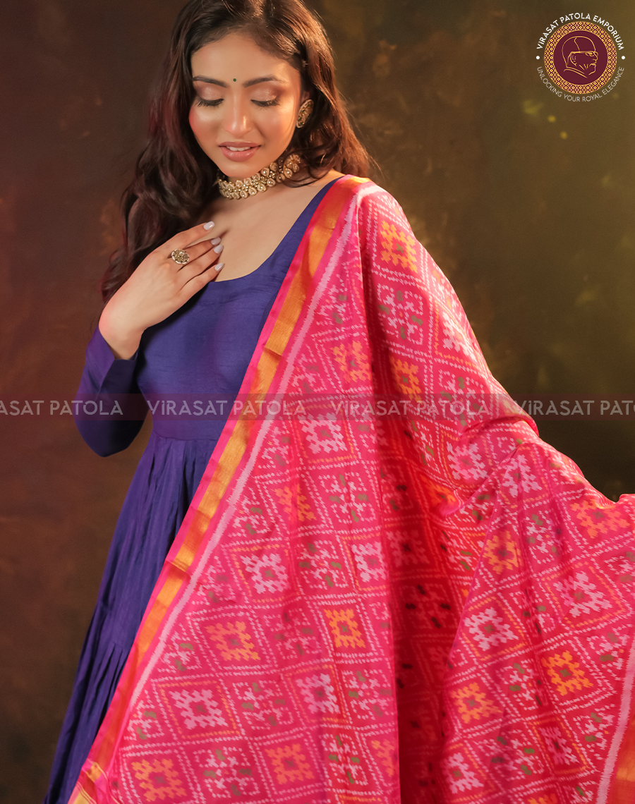 Pink Tradition Design Patola Dupatta