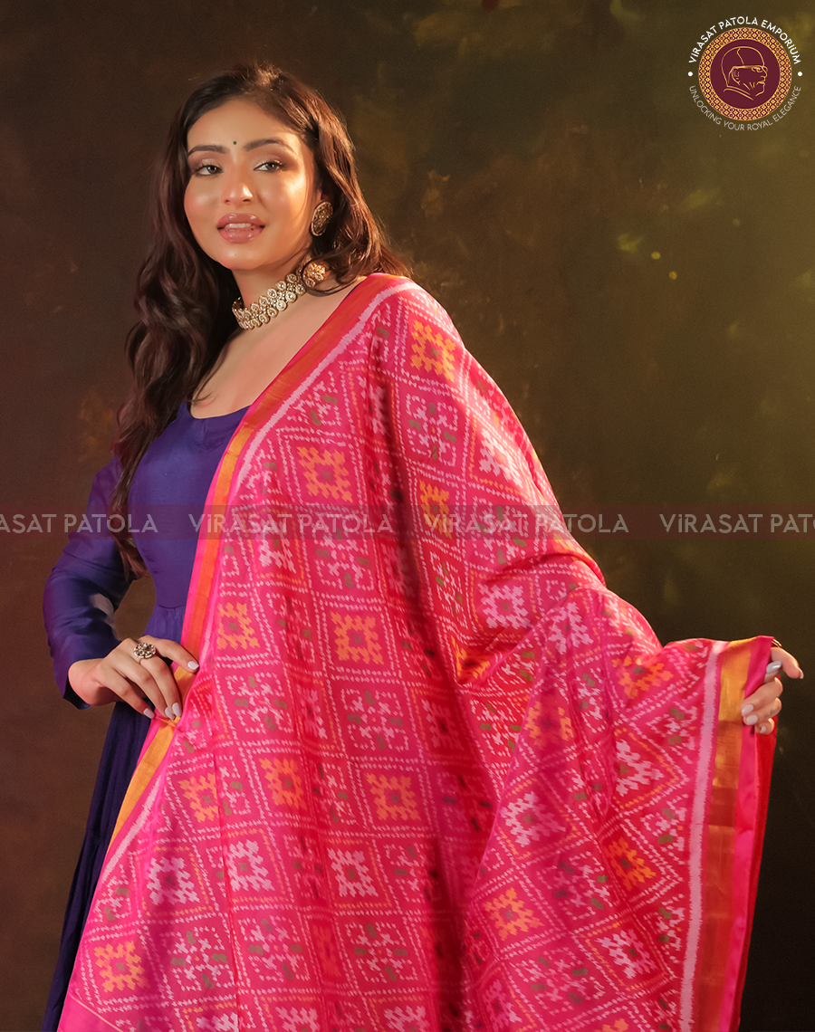 Pink Tradition Design Patola Dupatta