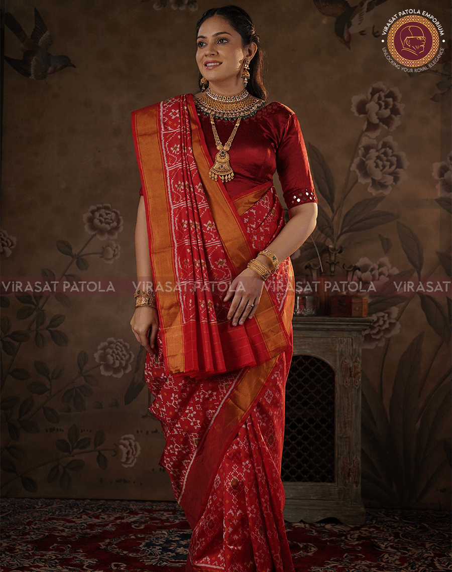 Red Navratna Patola Saree