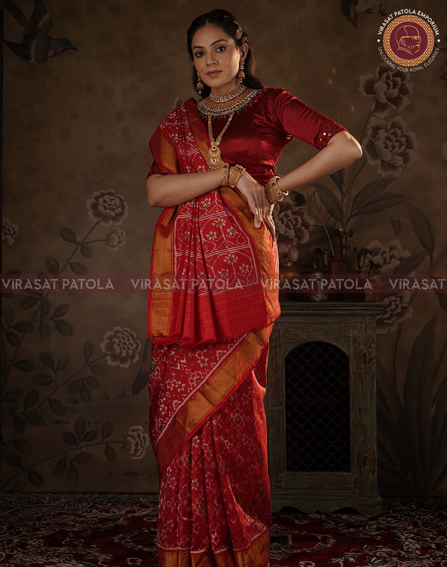 Red Navratna Patola Saree