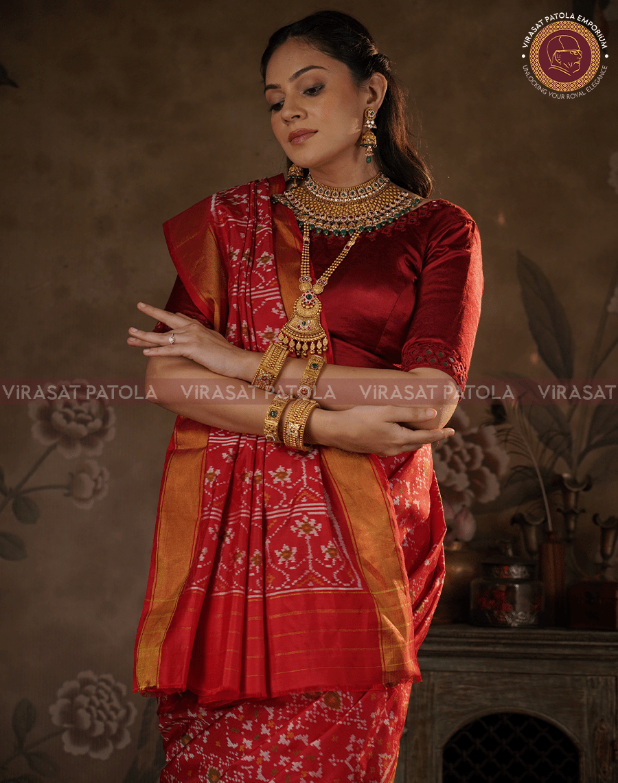 Red Navratna Patola Saree