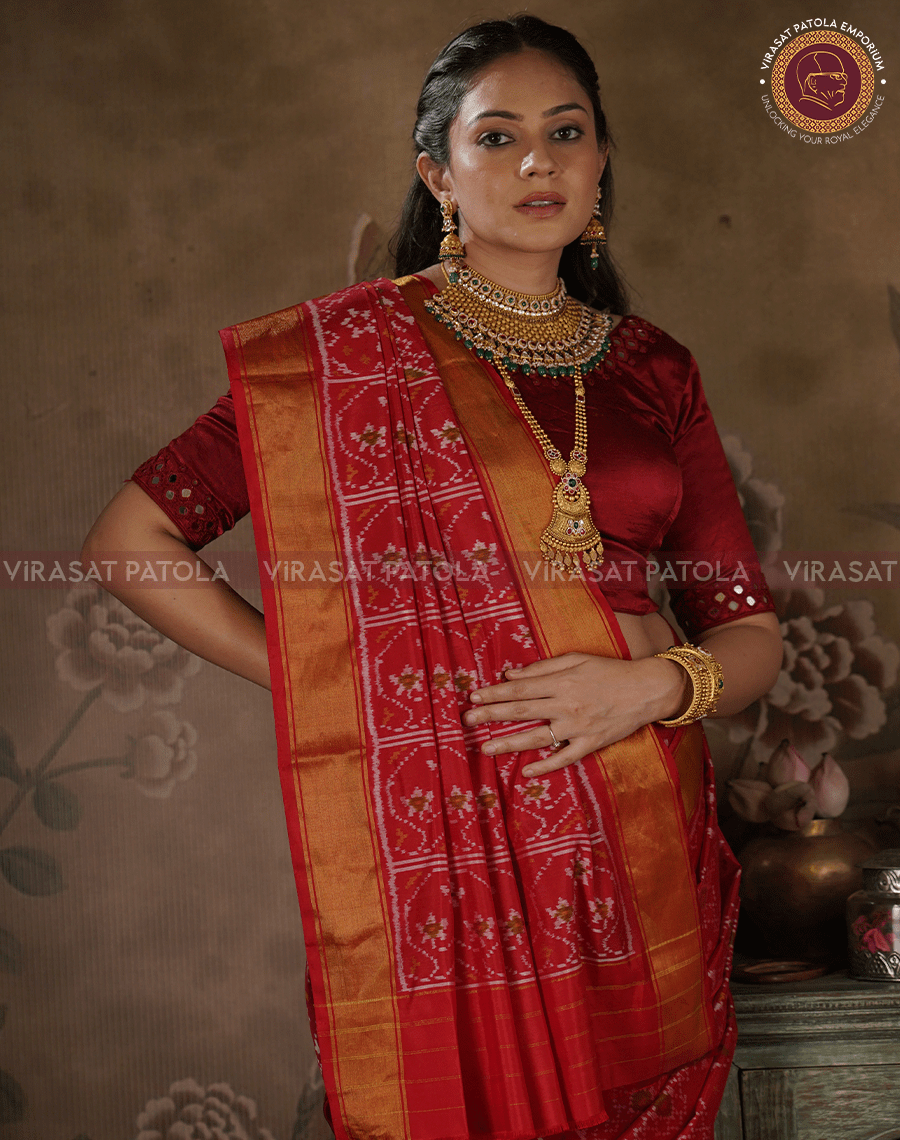 Red Navratna Patola Saree