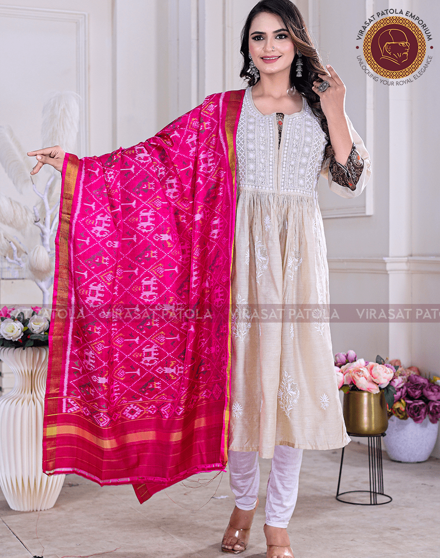 Royal Pink Narikunjar Dupatta