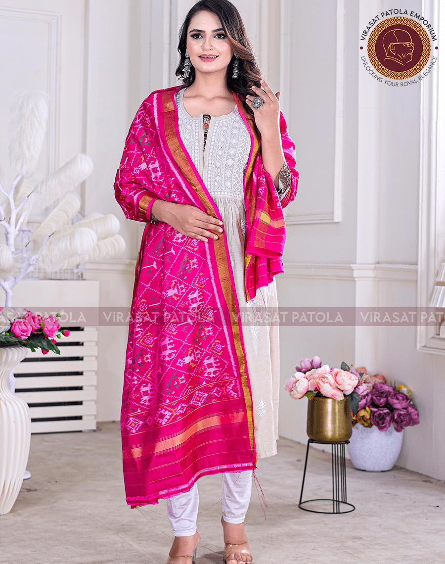 Royal Pink Narikunjar Dupatta