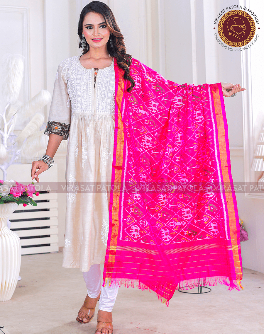 Royal Pink Narikunjar Dupatta