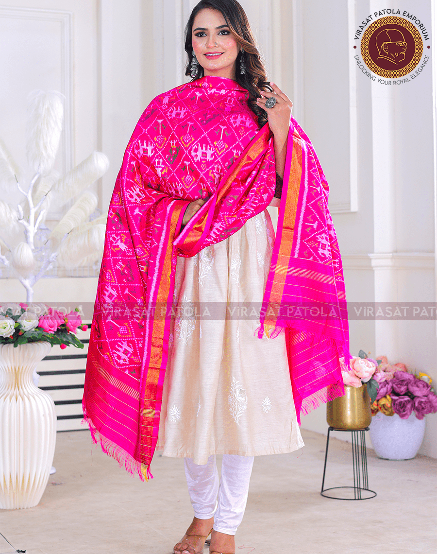 Royal Pink Narikunjar Dupatta