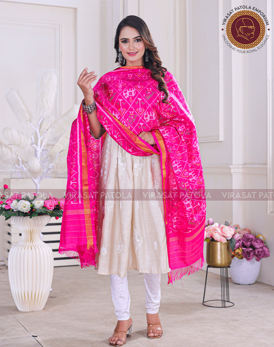 Royal Pink Narikunjar Dupatta