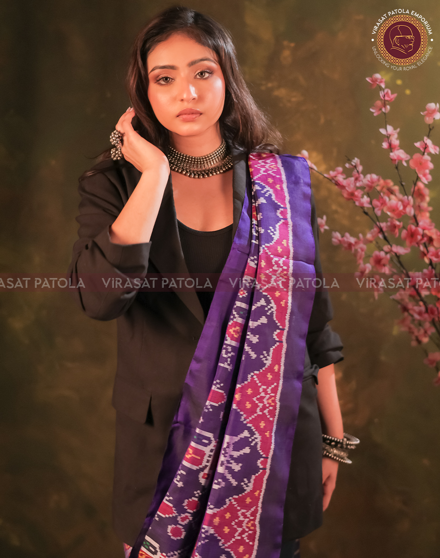 Violet Traditional Design Patola Dupatta