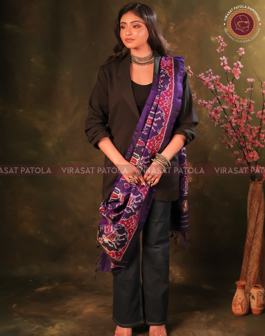 Violet Traditional Design Patola Dupatta